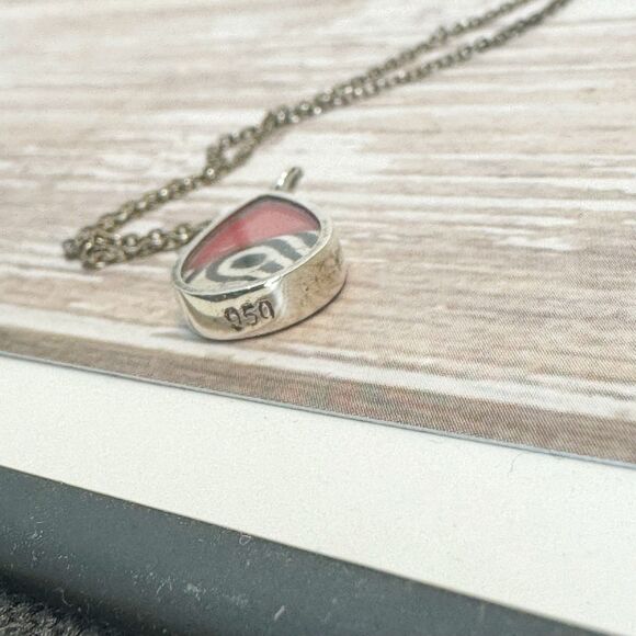 950 Silver Morpho And Red Butterfly Two Sided Pendant Necklace Fairycore Whimsy - Picture 3 of 16